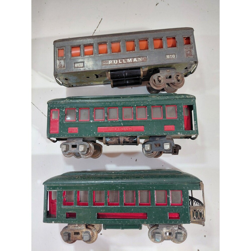 3 Lionel 610 O Gauge Model Railroad Pre war Pullman Passenger Cars Parts/Repair